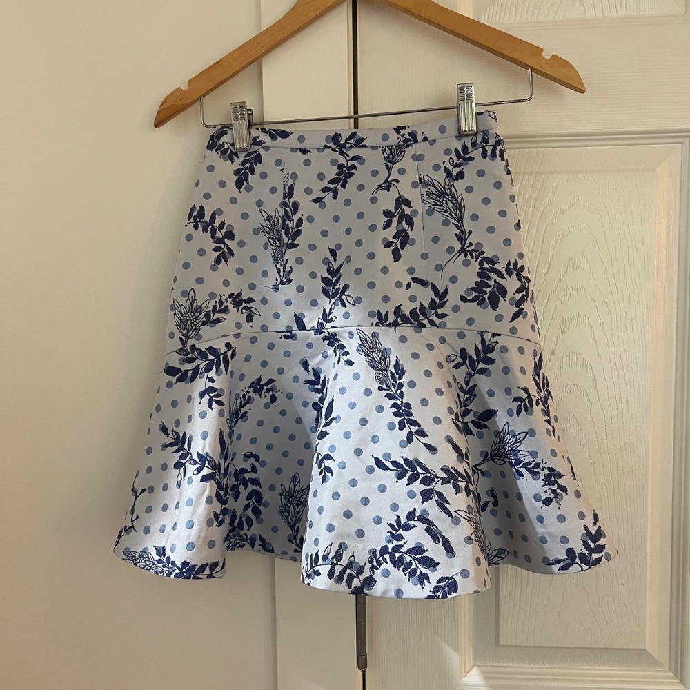 Keepsake The Label Clover Skirt Blue Wedgewood Polka Dot Floral Mini XS 0-2